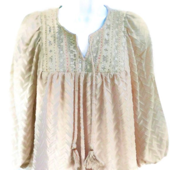 One September Dress Anwen Peasant Nude Beige Smock - Picture 4 of 12